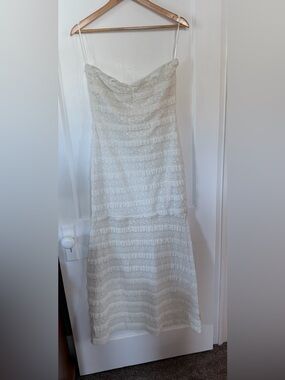 SHEIN Opulessa White Lace Slip Dress with Spaghetti Straps